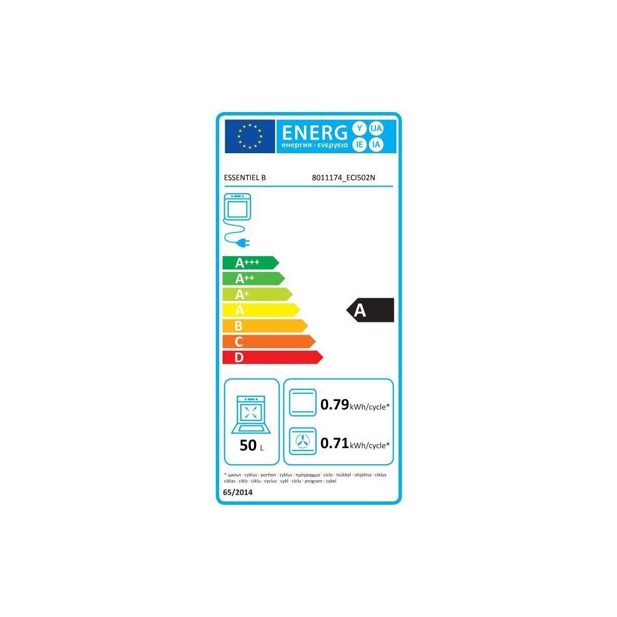Cuisinière induction ECI502n couleur unique, ESSENTIEL B