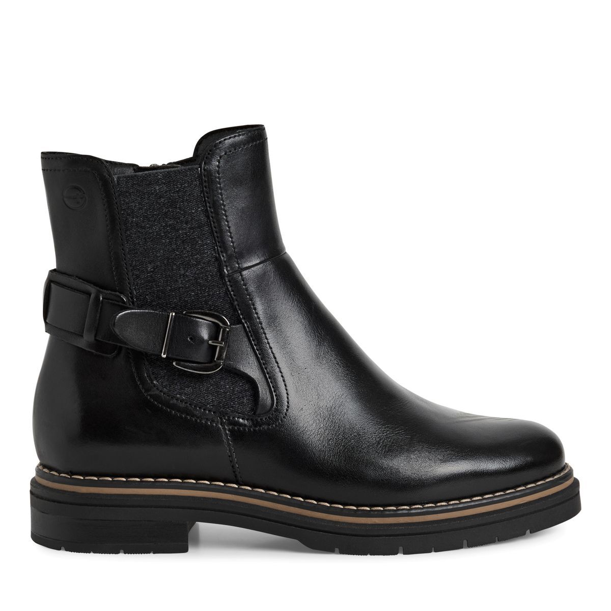 Bottine Chelsea en cuir noir, TAMARIS