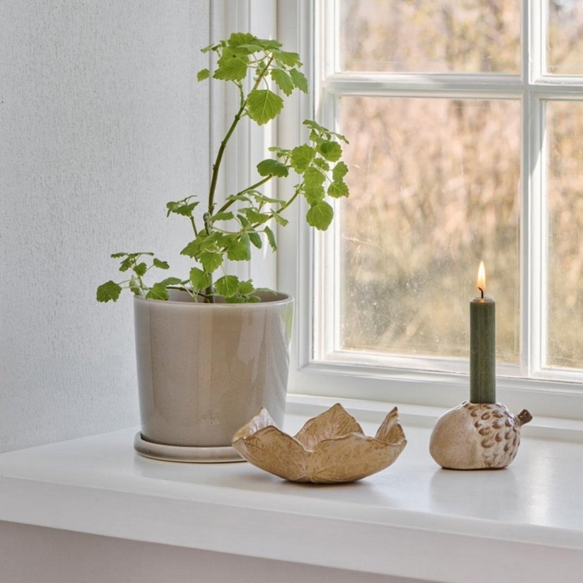 Cache-pot sous-coupe grès craquelé beige, IB LAURSEN