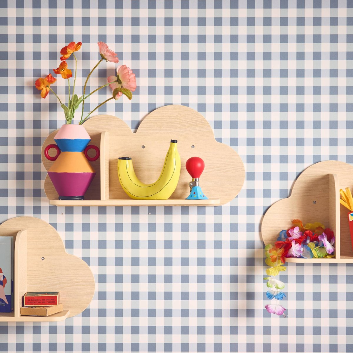 Etagère murale nuage pour chambre enfant (lot de 3) NEPHOS naturel, SWEEEK