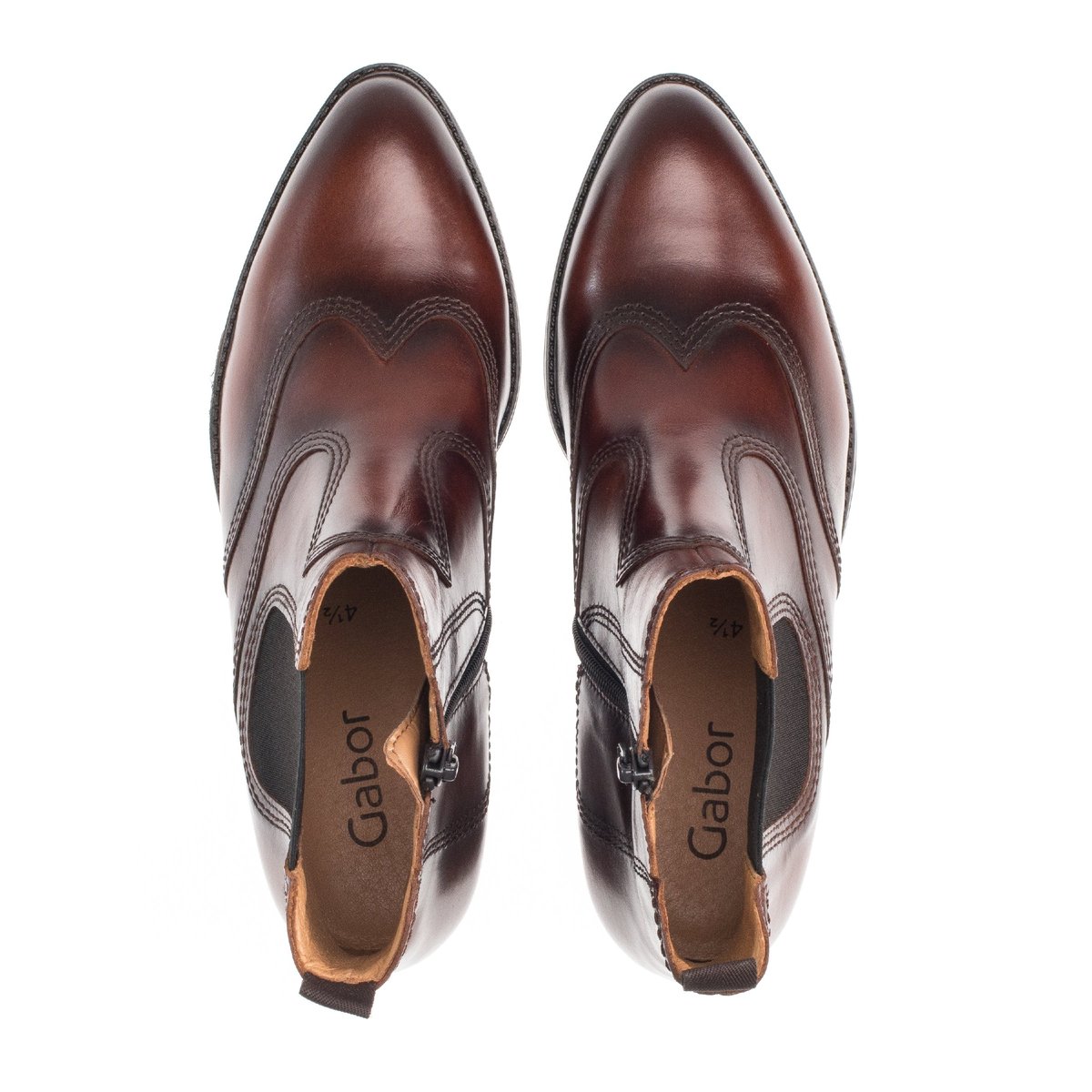Bottines en cuir à talon façon block marron, GABOR