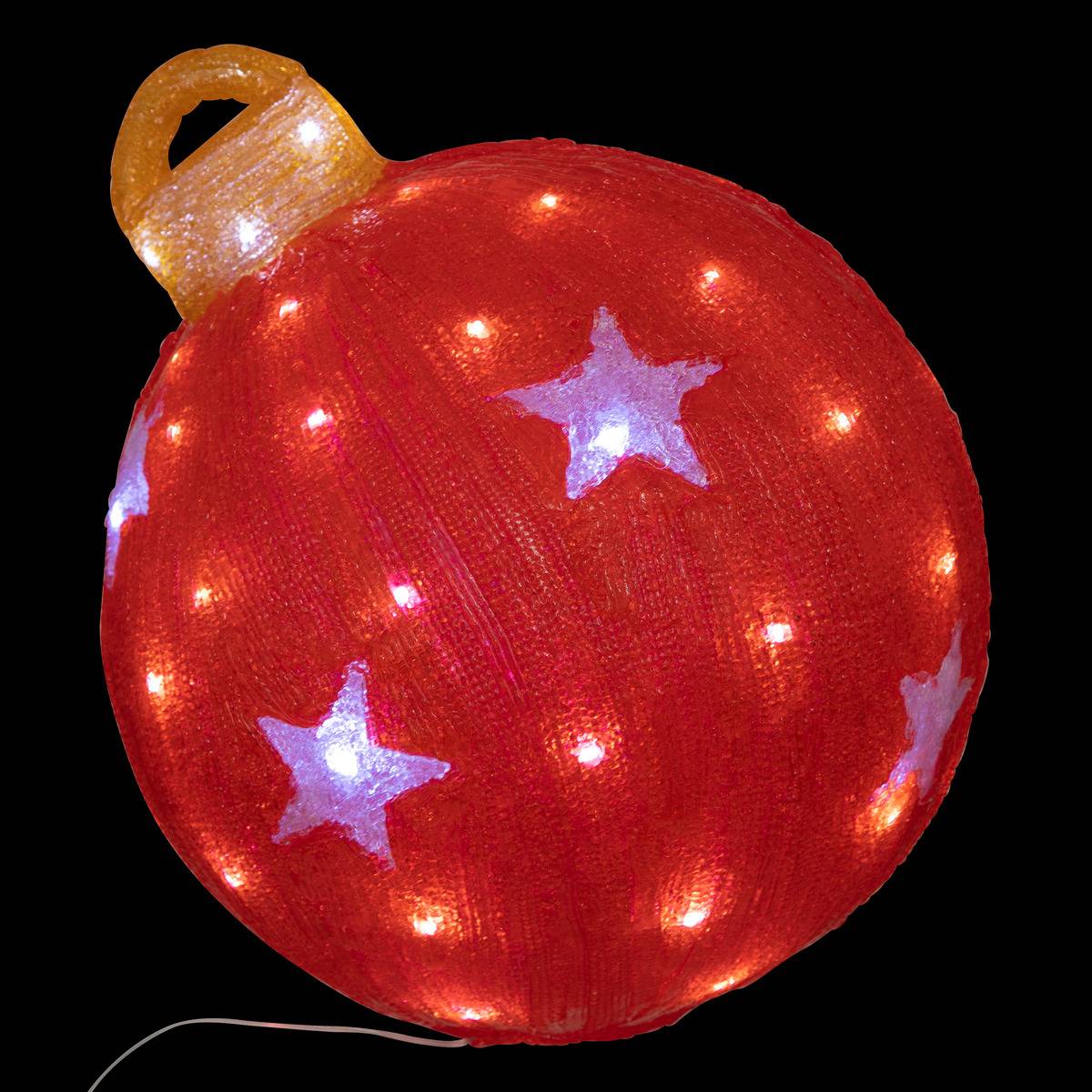 Forme acrylique boule de Noël de Noël lumineuse solaire 60 LED H38 cm 8 fonctions rouge, FEERIC LIGHTS & CHRISTMAS
