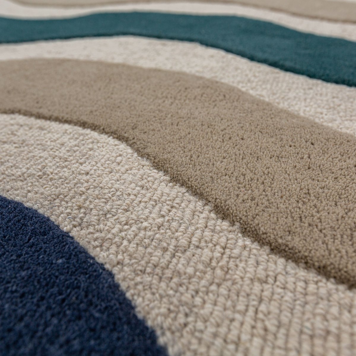 Tapis de couloir en laine festonné CASCADE bleu, FLAIR RUGS