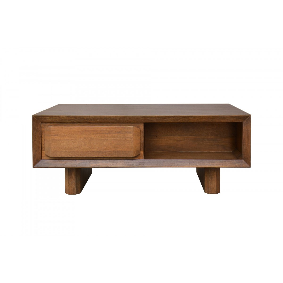 Table basse rectangle en bois massif, BELLECOUR marron foncé, BOBOCHIC