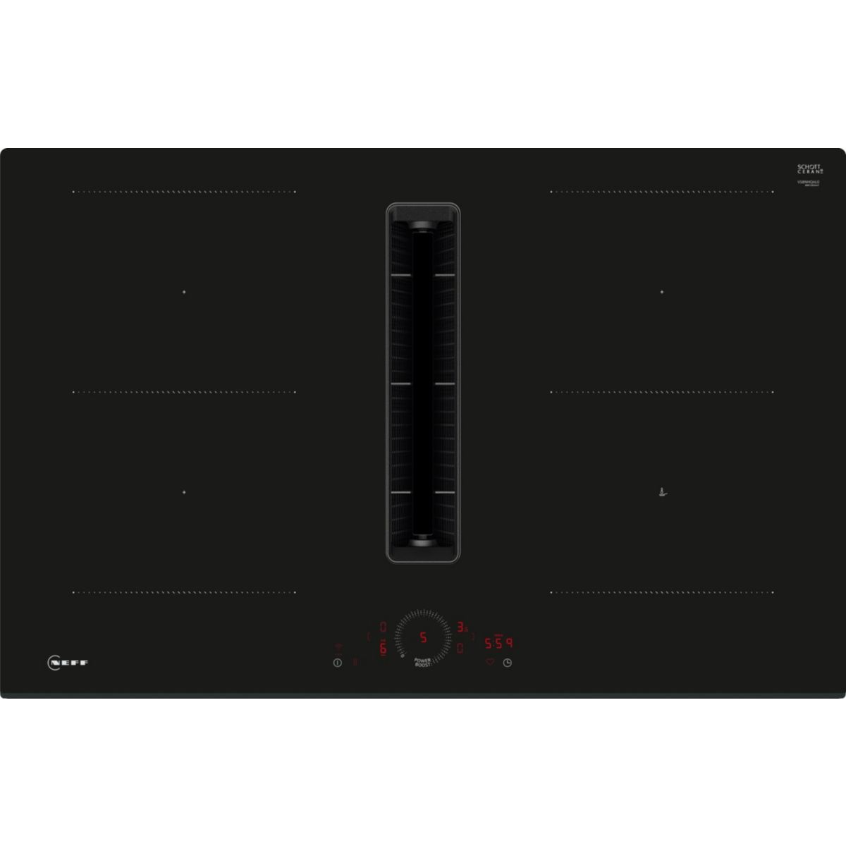 Plaque induction aspirante V58FHQ4L0, N70, Twist Touch noir, NEFF