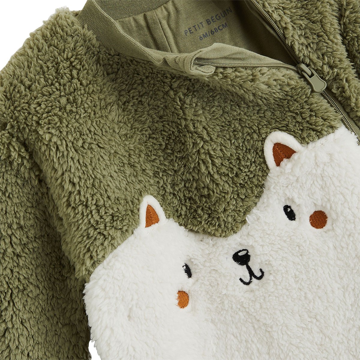 Surpyjama bébé en sherpa Ginkgo vert, PETIT BEGUIN