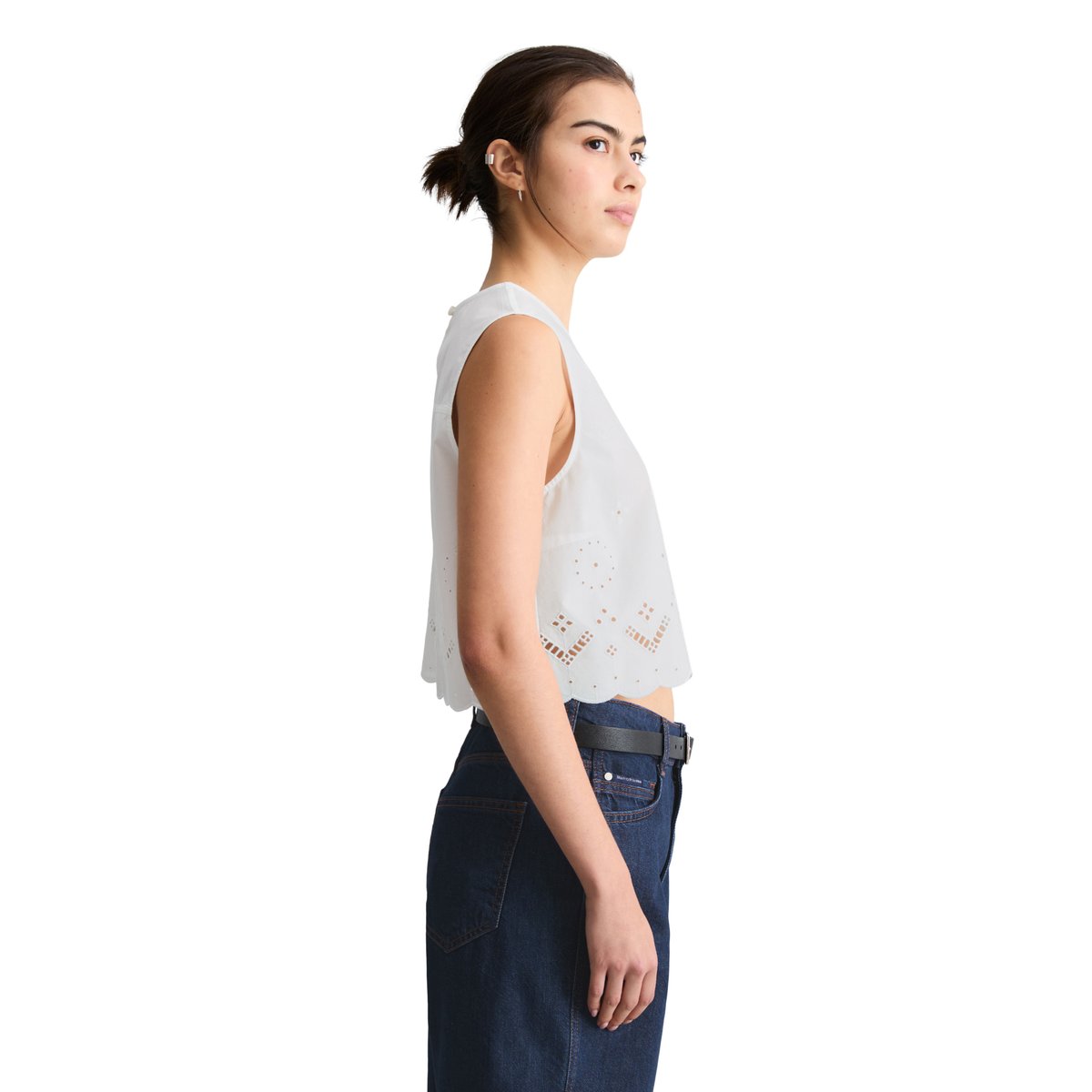 Top en dentelle cropped avec Broderie Anglaise blanc, MARC O’POLO DENIM