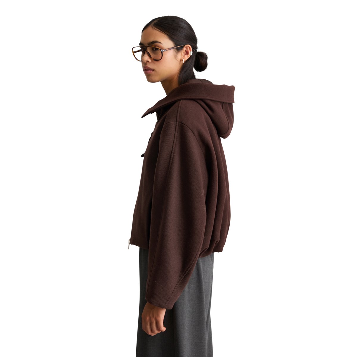 Veste à capuche coupe classique en mélange de laine marron, MARC O’POLO DENIM