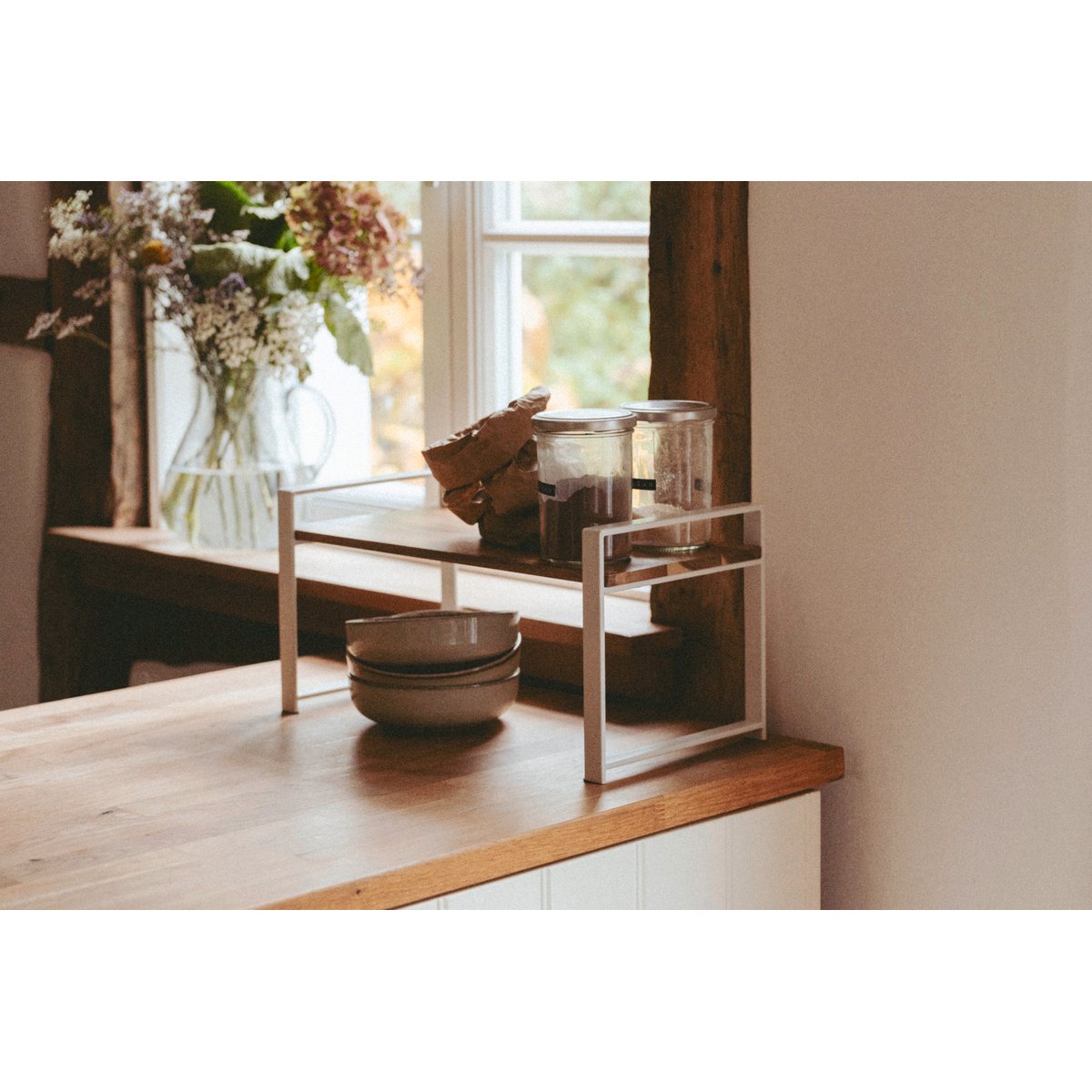 Etagère de cuisine pour épices LOUISA blanc et bois, WENKO