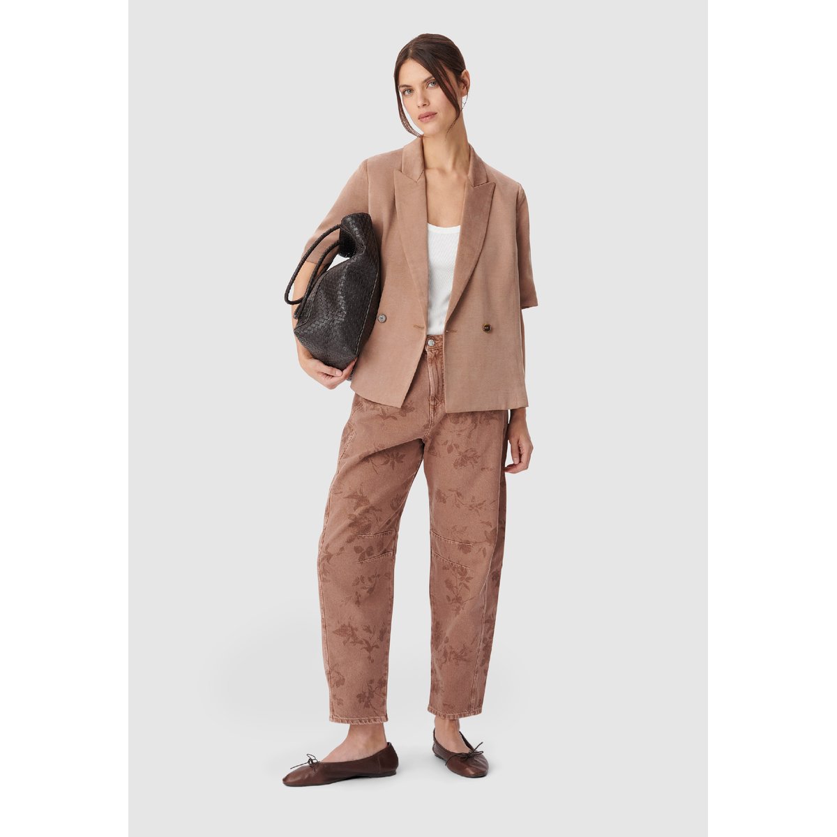 Veste de tailleur manches courtes marron, IKKS