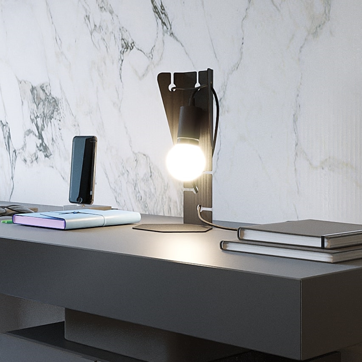 Lampe à poser Acier Noir E27 1 Arby noir, EDEN