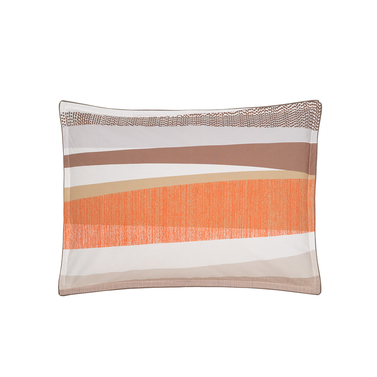 Lot de 2 taies d'oreillers en percale de coton finition passepoil YAKOUBA ficelle, SENSEI MAISON