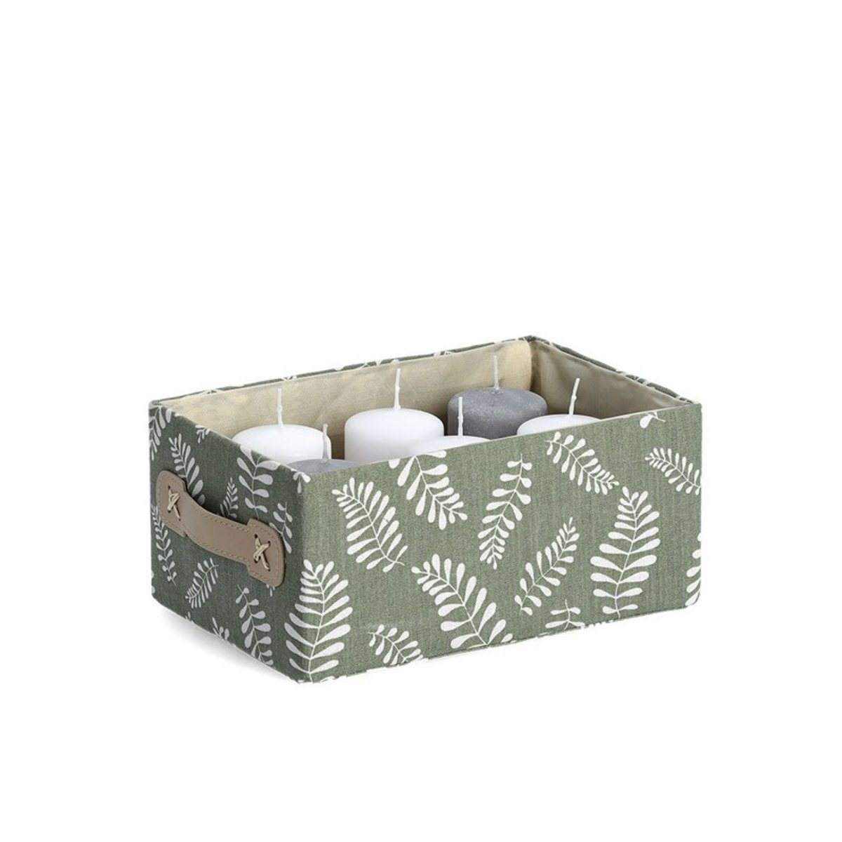 Boîte rangement tissu imprimé vert, ZELLER PRESENT