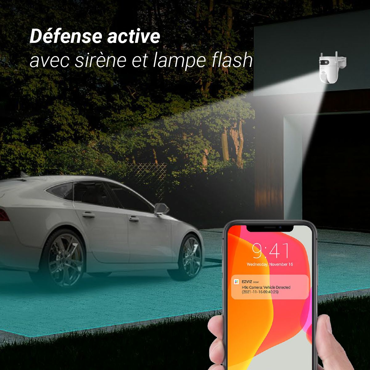 Caméra de surveillance Wifi H9C 2k motorisée couleur unique, EZVIZ