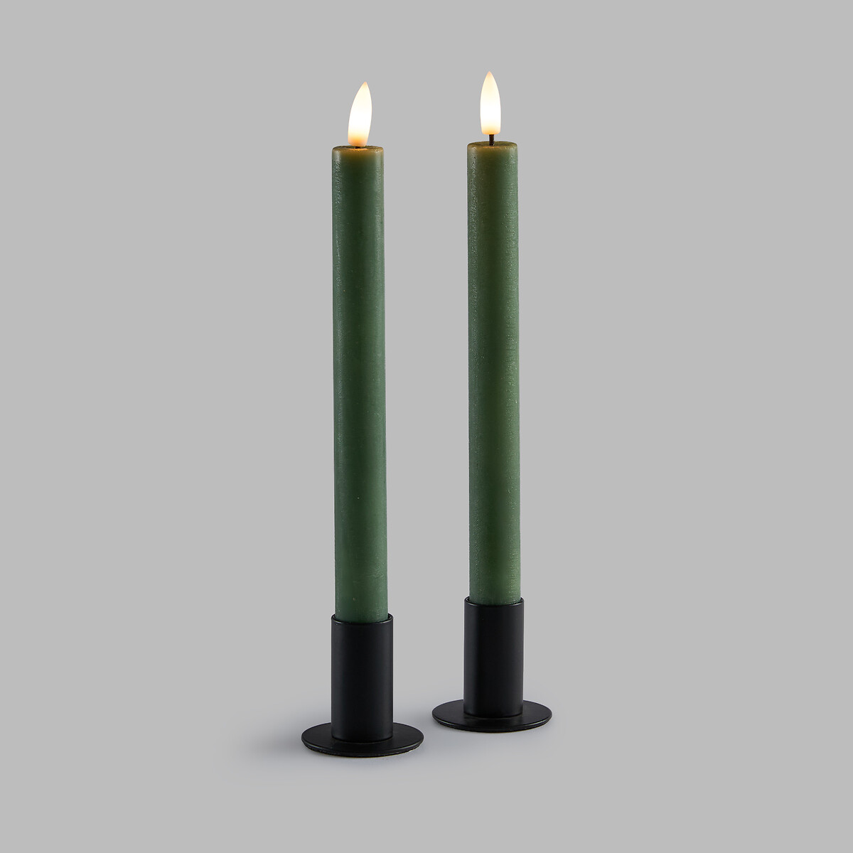 Lot de 2 bougies LED, en cire, hauteur 24,5 cm, CASPAR vert, LA REDOUTE INTERIEURS