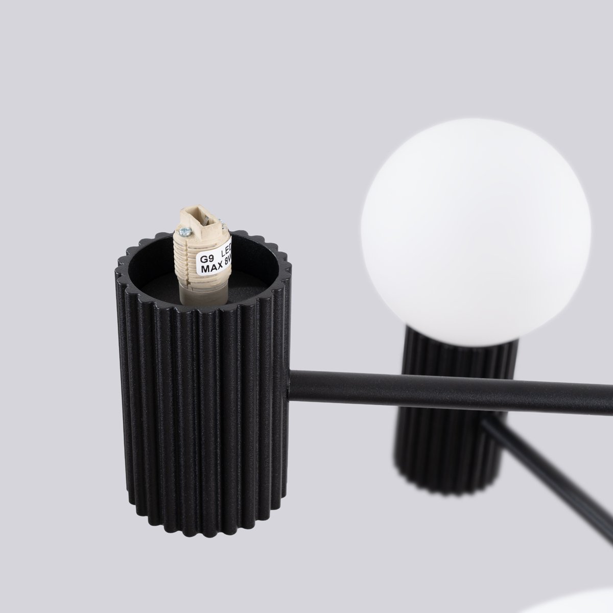 Lustre Aluminium Noir G9 6 Halo noir, EDEN