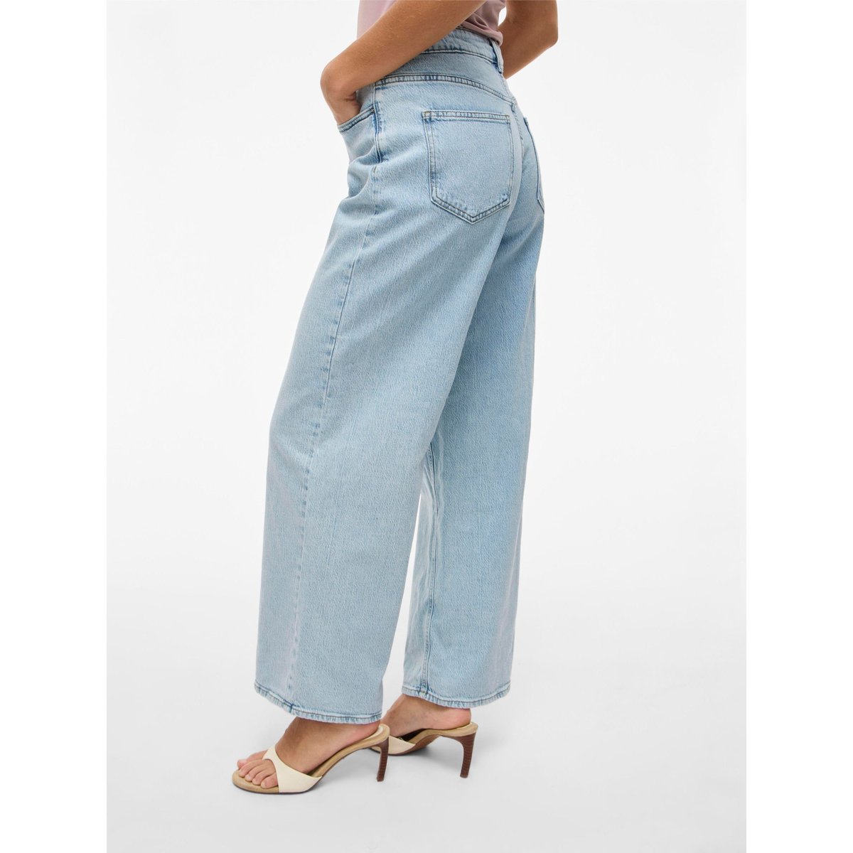 Jean large, taille haute light blue denim, VILA