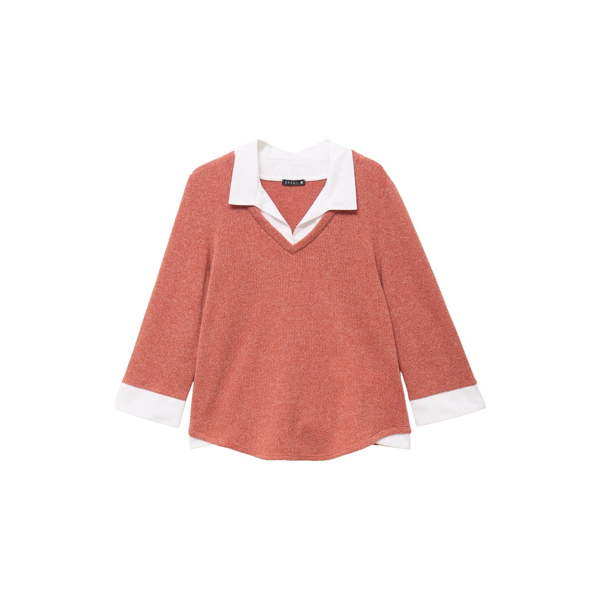 T-shirt col chemise manches 3/4 vieux rose, BREAL