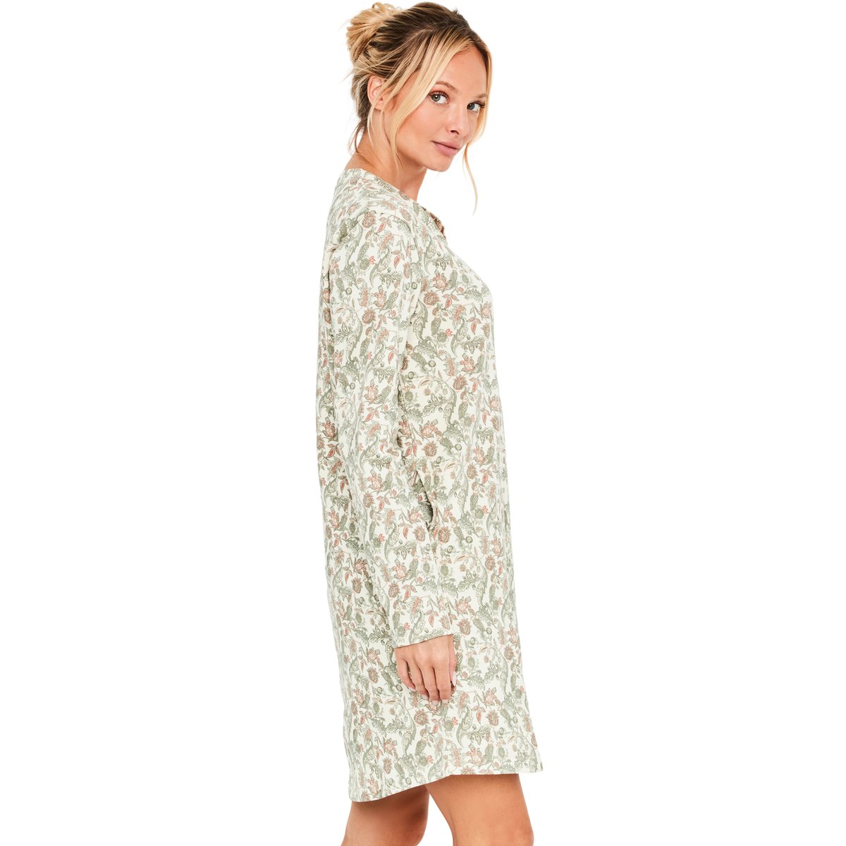 Chemise de nuit manches longues Cotton Layer ivoire, SELMARK