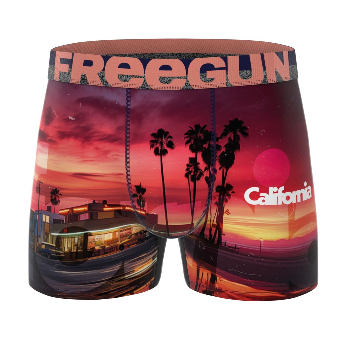 Lot De 5 Boxers Microfibre bleu/orange/rose/blanc, FREEGUN
