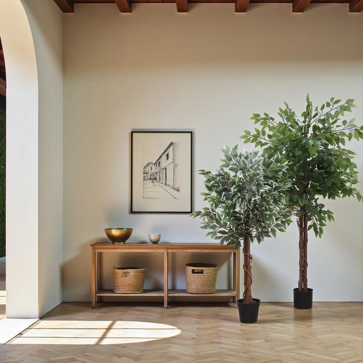 Ficus artificiel panaché 588 feuilles 120cm autres, LIGNE DECO