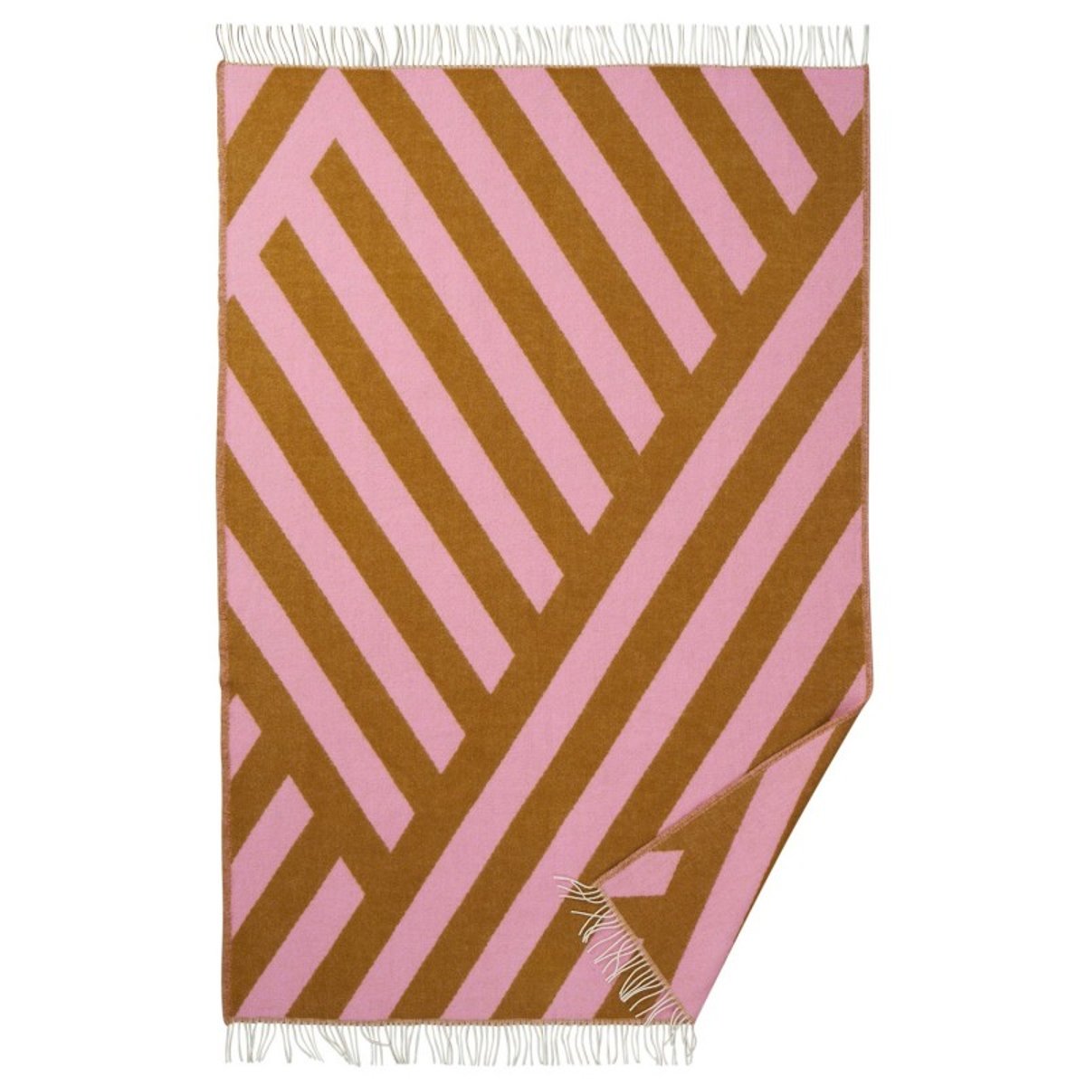 Plaid design laine d'agneau brossée Tangent rose, KLIPPAN
