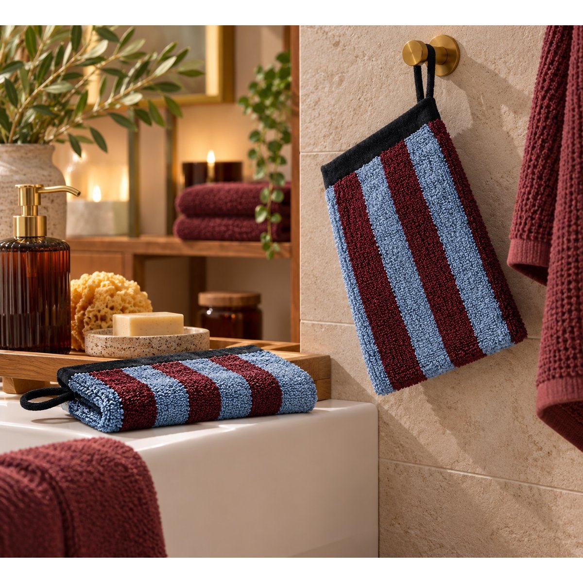 Lot de 2 gants de toilette Symphonie Solaire myrtille, EDEN