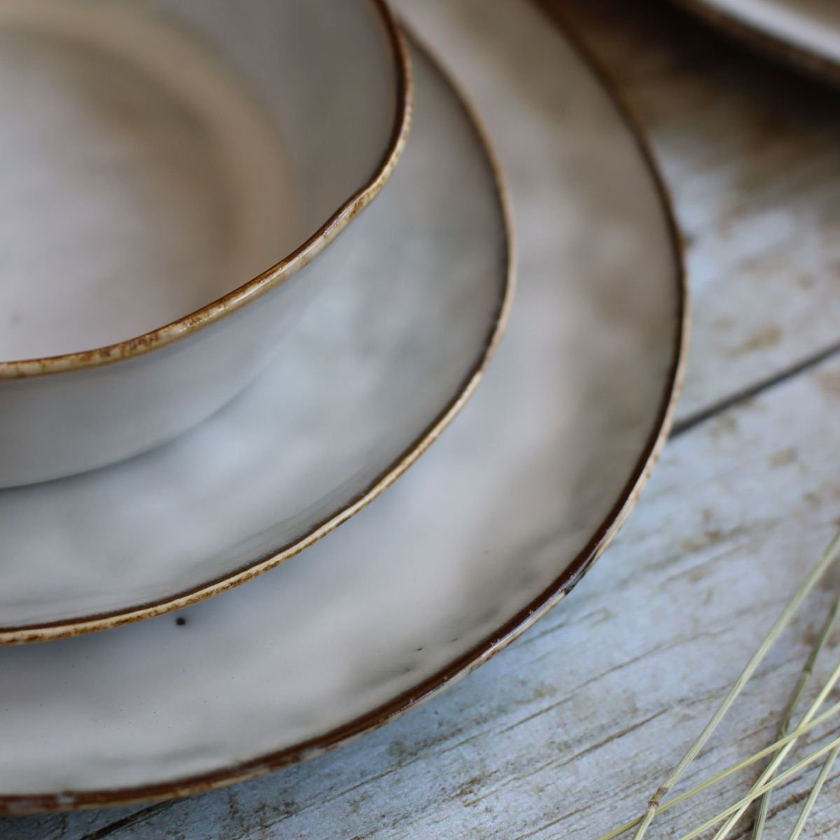 Lot de 6 assiettes plates en grès 27,5cm, BORAL beige, OGO LIVING