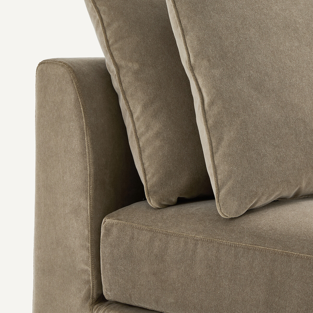 Modulares Ecksofa in stonewashed Velours, TIBERIO shiitakegrau, AM.PM