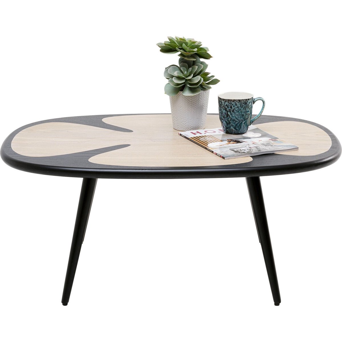 Table basse en frêne, PETAL noir, KARE DESIGN