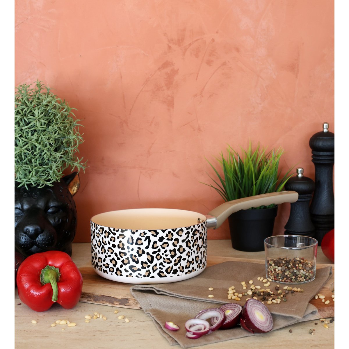 Casserole 18cm en aluminium recyclé, LEOPARD léopard, MENASTYL