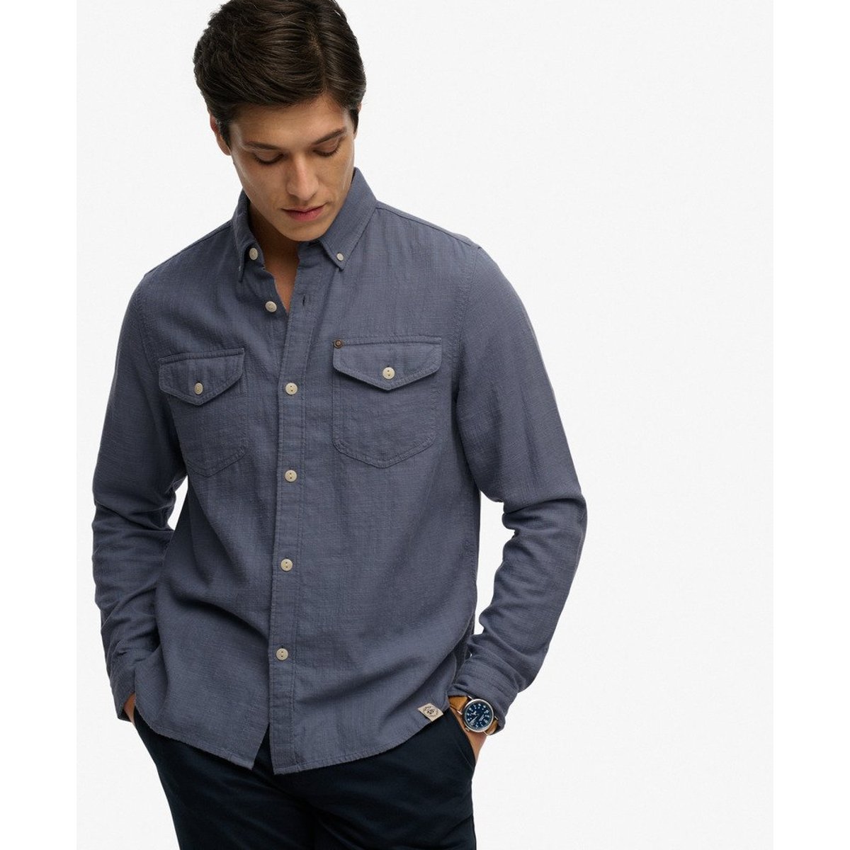 Chemise Manches Longues The Merchant Store Lite bleu silex, SUPERDRY
