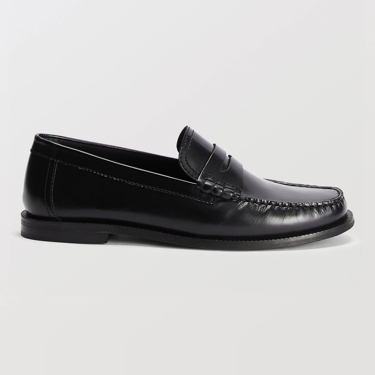 Mocassins en cuir noir, MONOPRIX