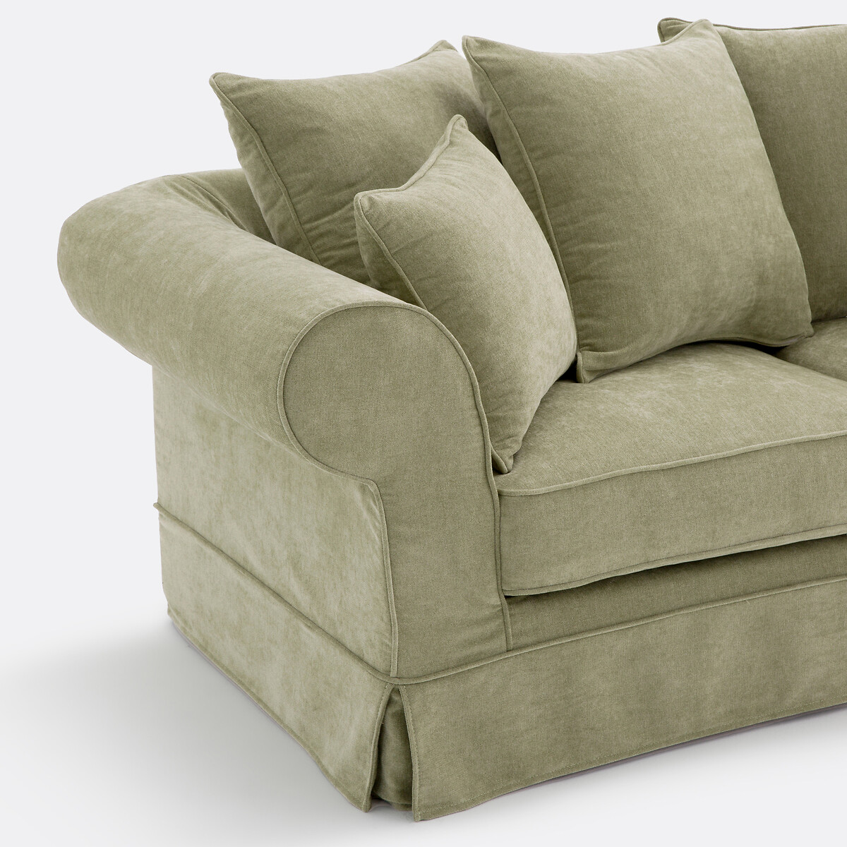 Canapé droit convertible, 2 ou 3 places, déhoussable, en polyester chiné, ADELIA eucalyptus, LA REDOUTE INTERIEURS