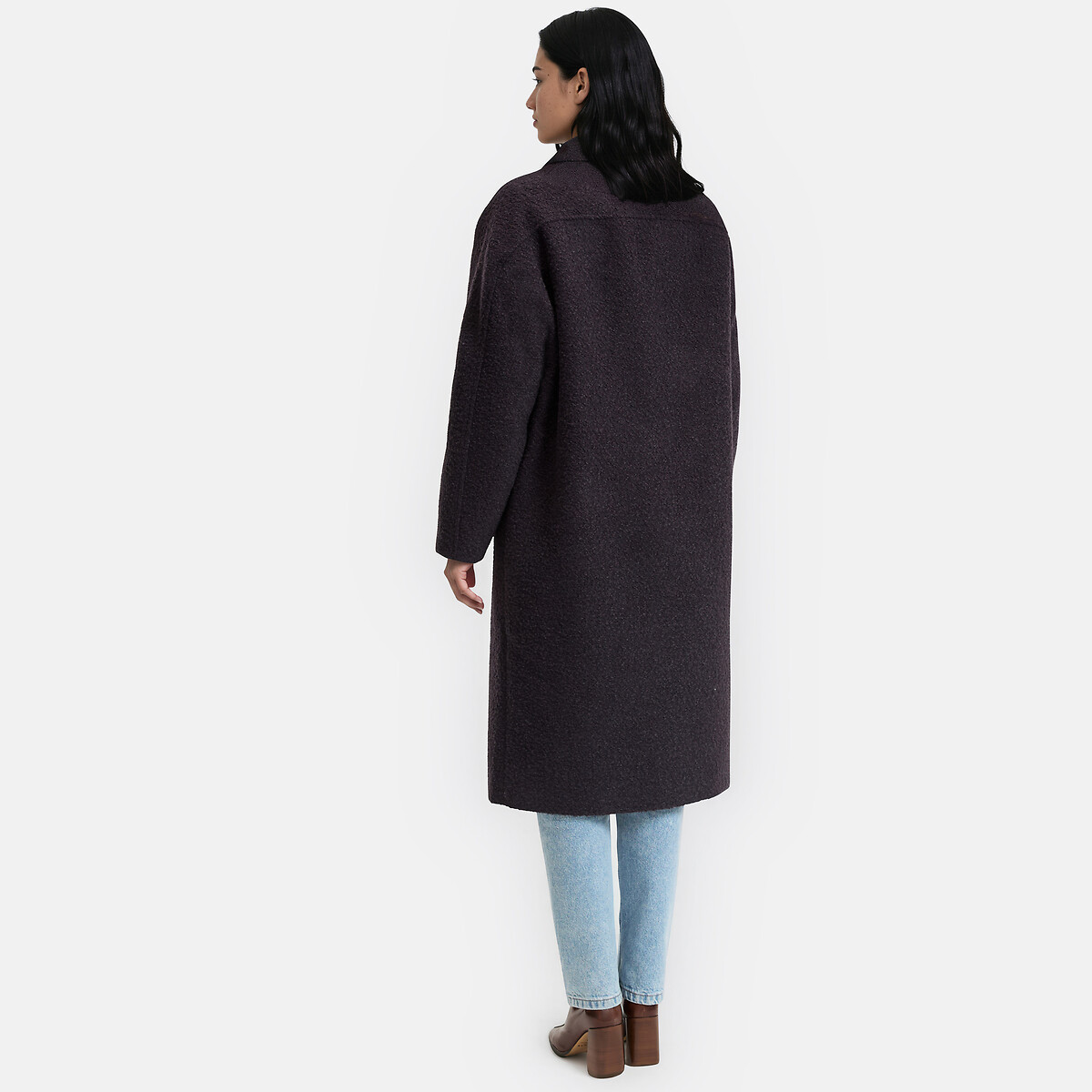 Manteau long en bouclette violet foncé, LA REDOUTE COLLECTIONS
