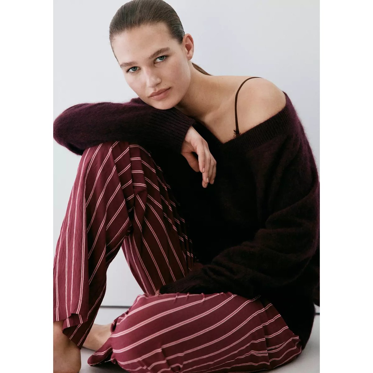 Pull pyjama 100 % cachemire bordeaux, MANGO
