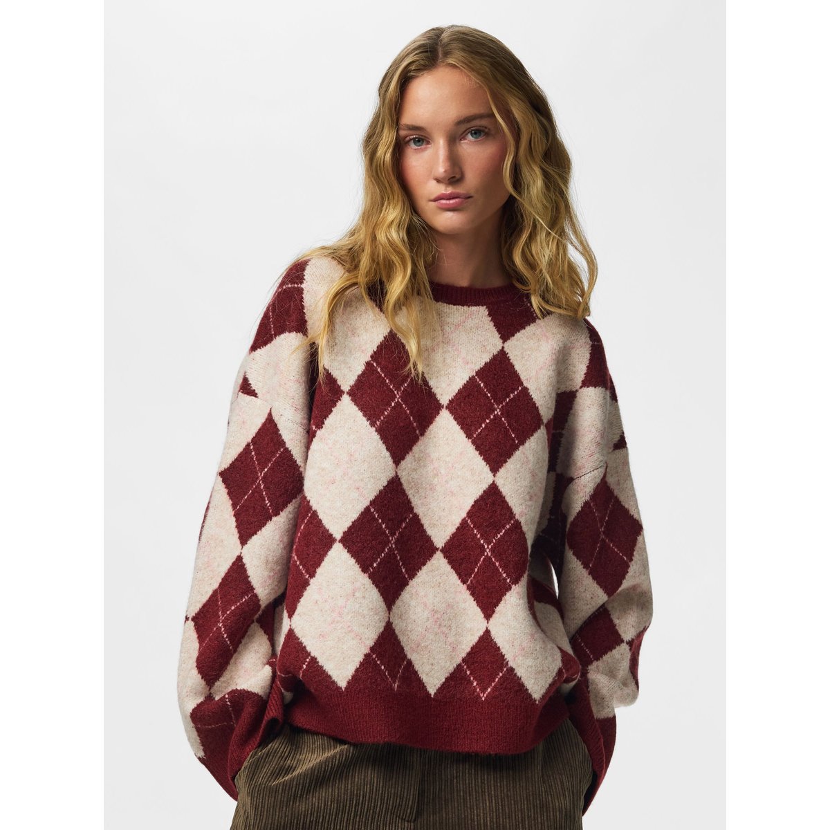 Pull En Maille rouge - tawny port1, PIECES