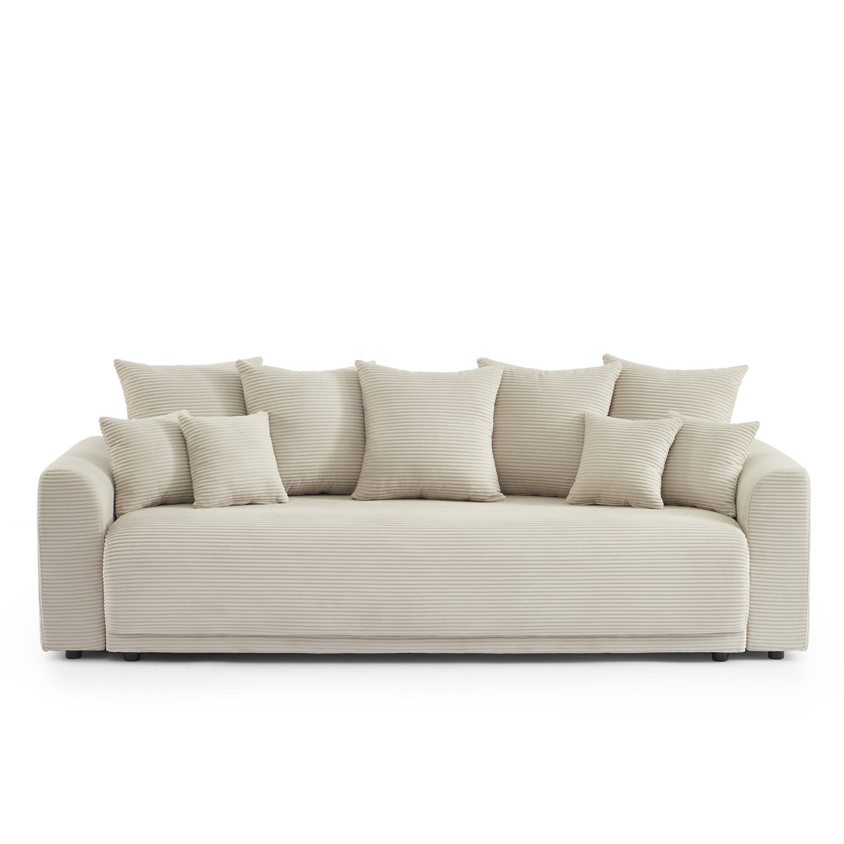 Canapé droit convertible velours SOLINE beige, BAÏTA