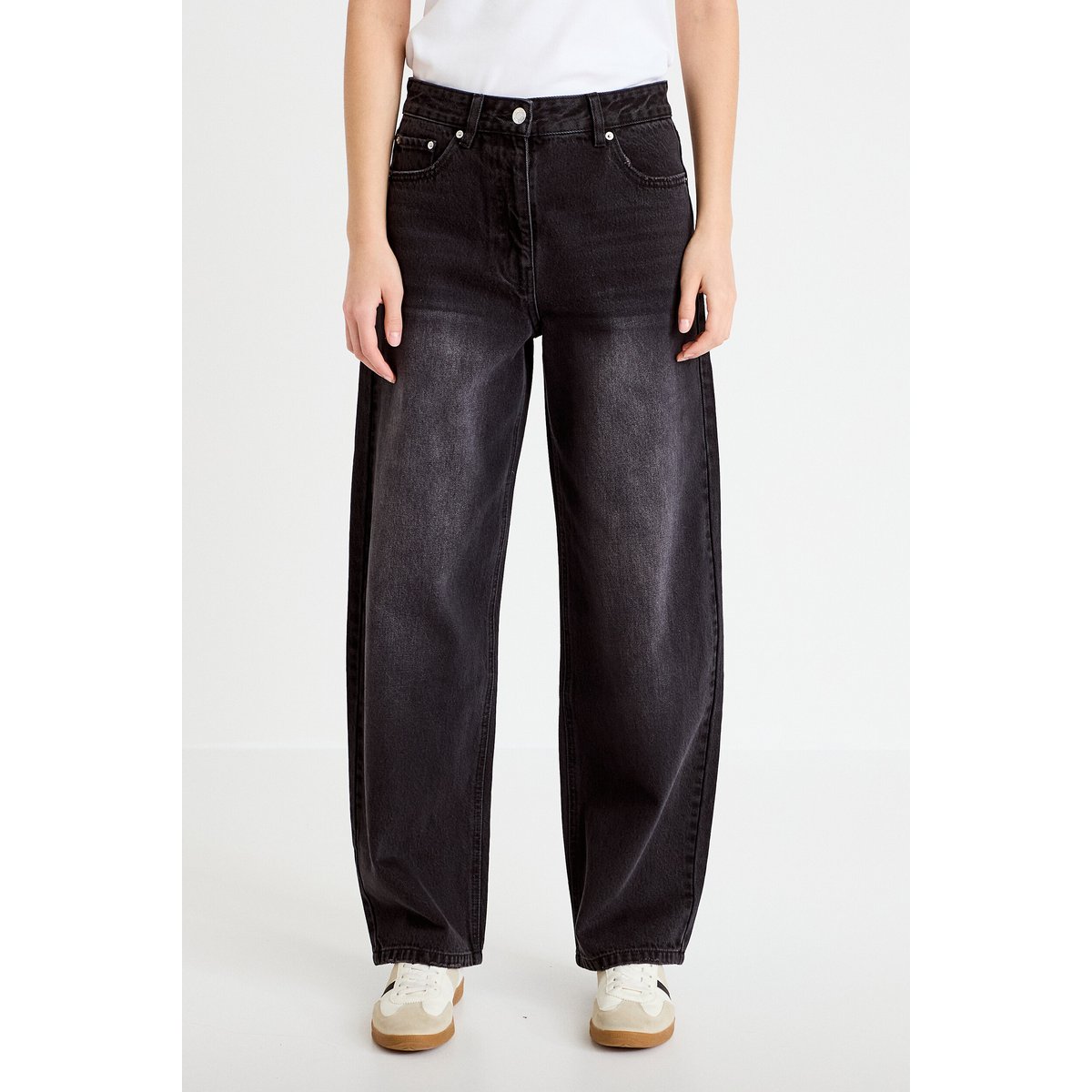 Jean barrel taille standard denim noir, CACHE CACHE