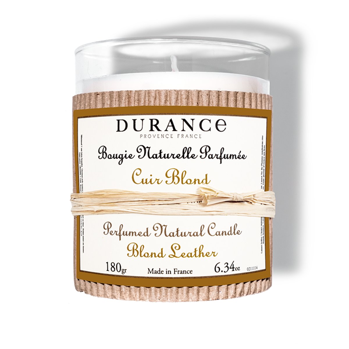 Bougie parfumée CUIR BLOND couleur unique, DURANCE