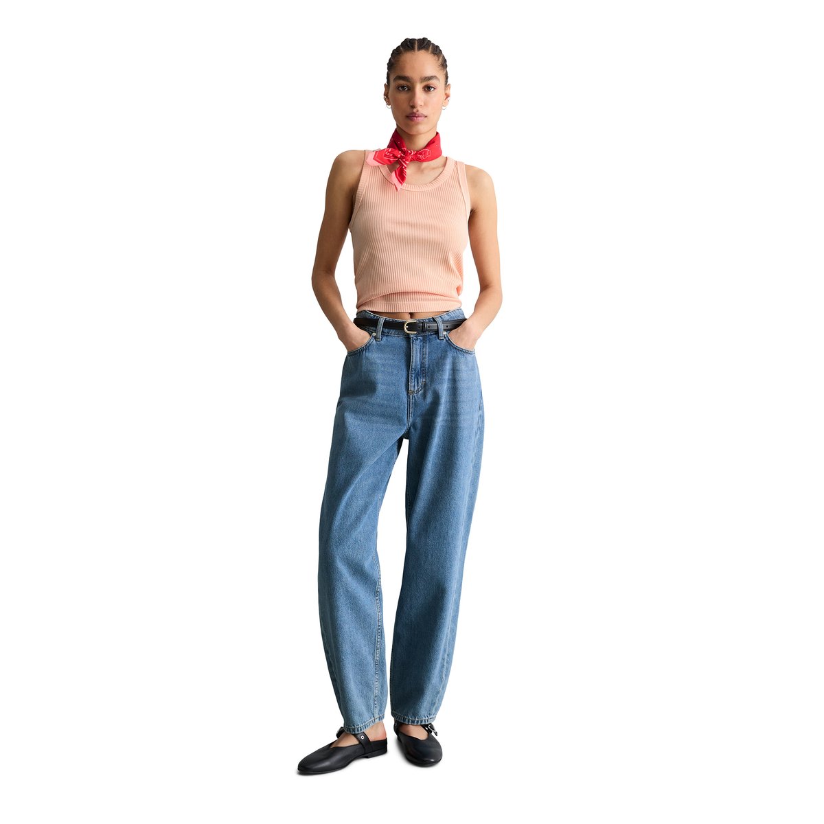 Débardeur regular en jersey de coton organique rib rose pale, MARC O’POLO DENIM