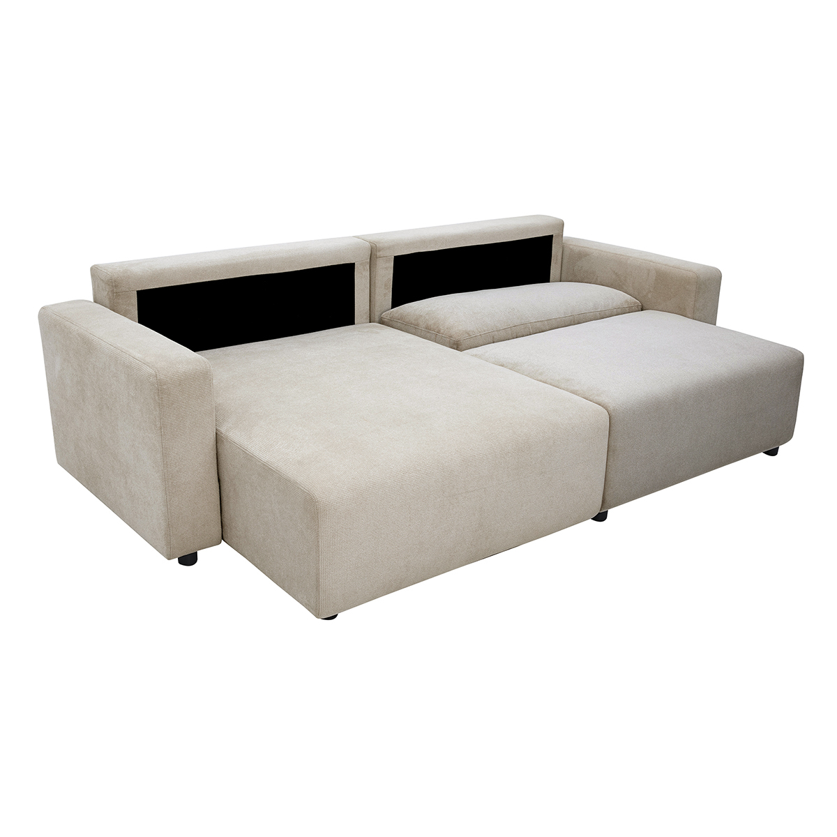 Canapé d'angle convertible réversible avec coffre 3-4 places en tissu chenille beige NESTO beige, MILIBOO