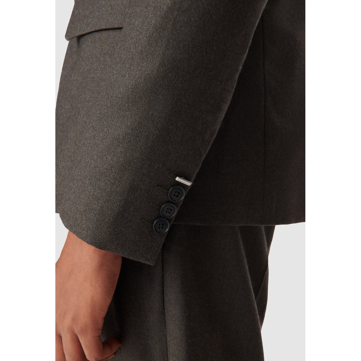 Veste de costume flanelle en laine marron havane, IKKS