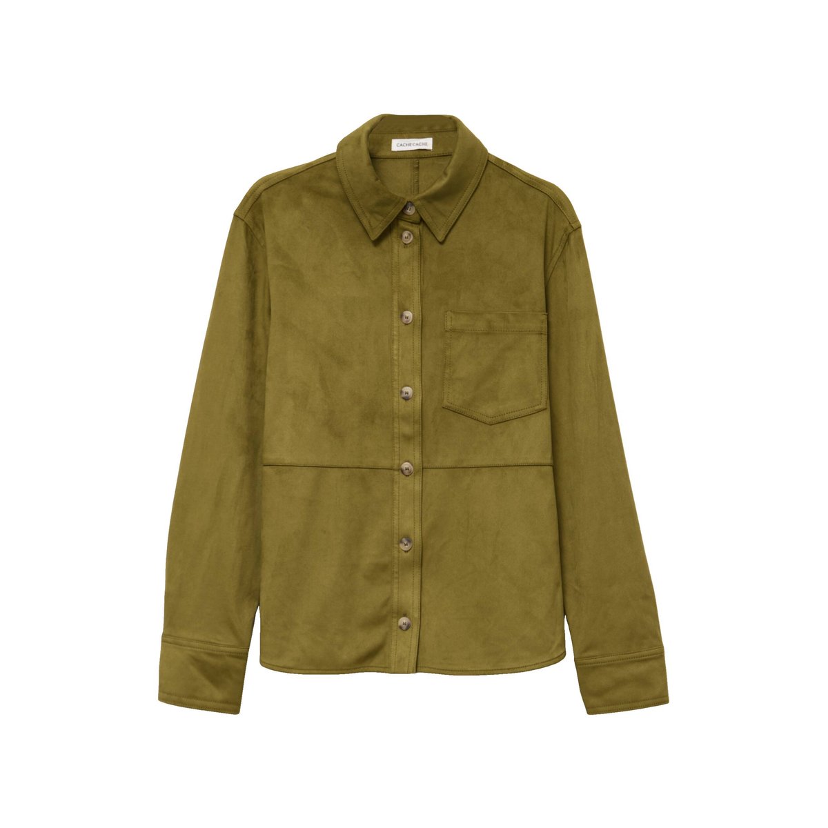 Chemise aspect daim vert olive, CACHE CACHE
