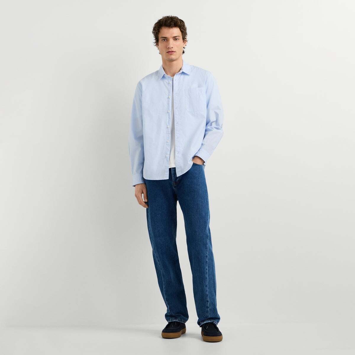 Chemise Coupe Regular En Popeline bleu javel, PEPE JEANS