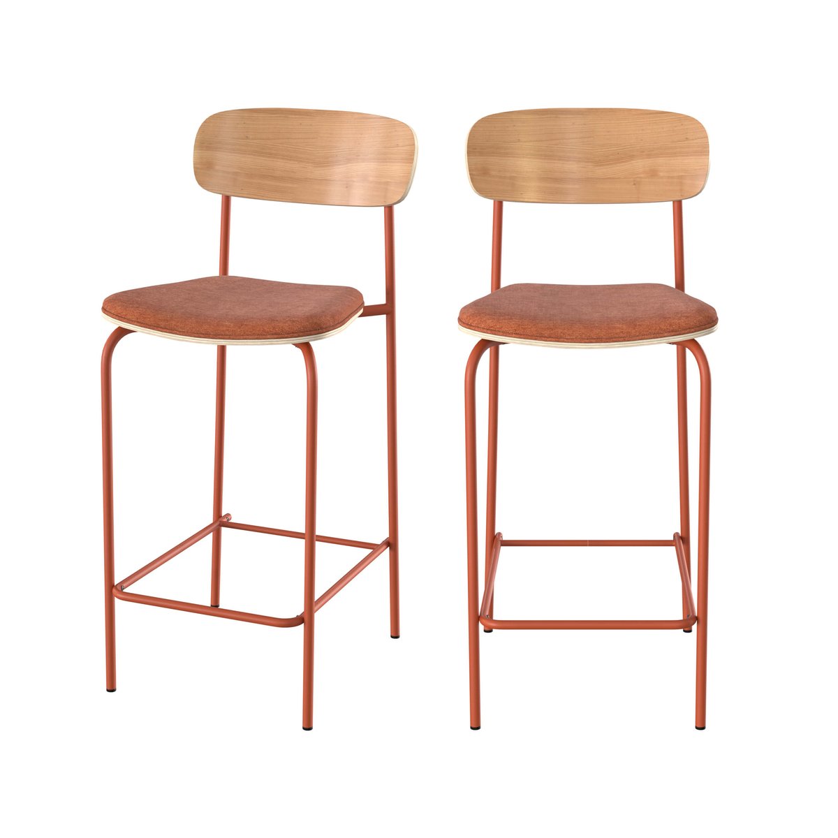 Lot de 2 chaises pour îlot central en tissu 65 cm - ALBA terracotta, MAISON PAVANE