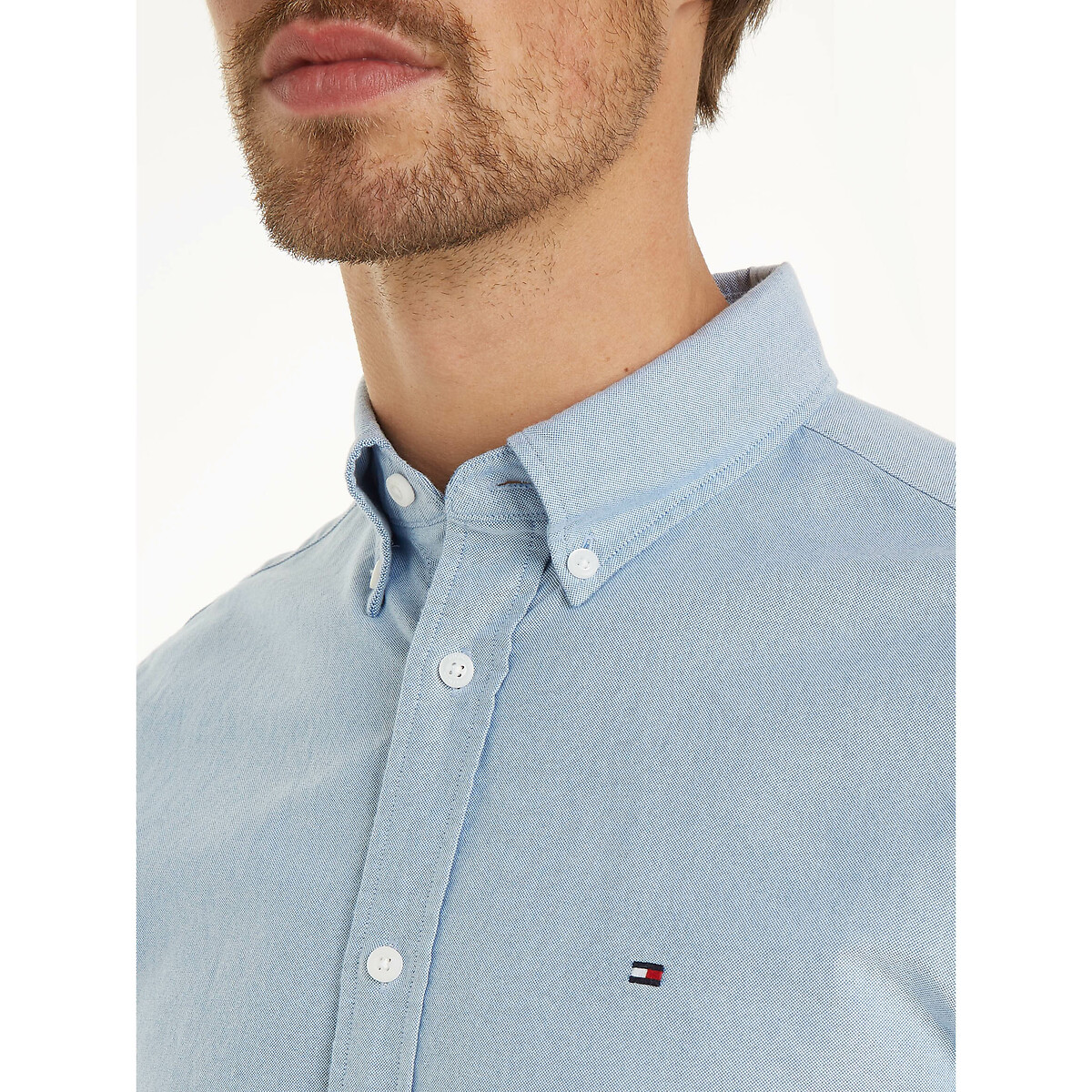 Chemise coupe standard boutonnée bleu ciel, TOMMY HILFIGER