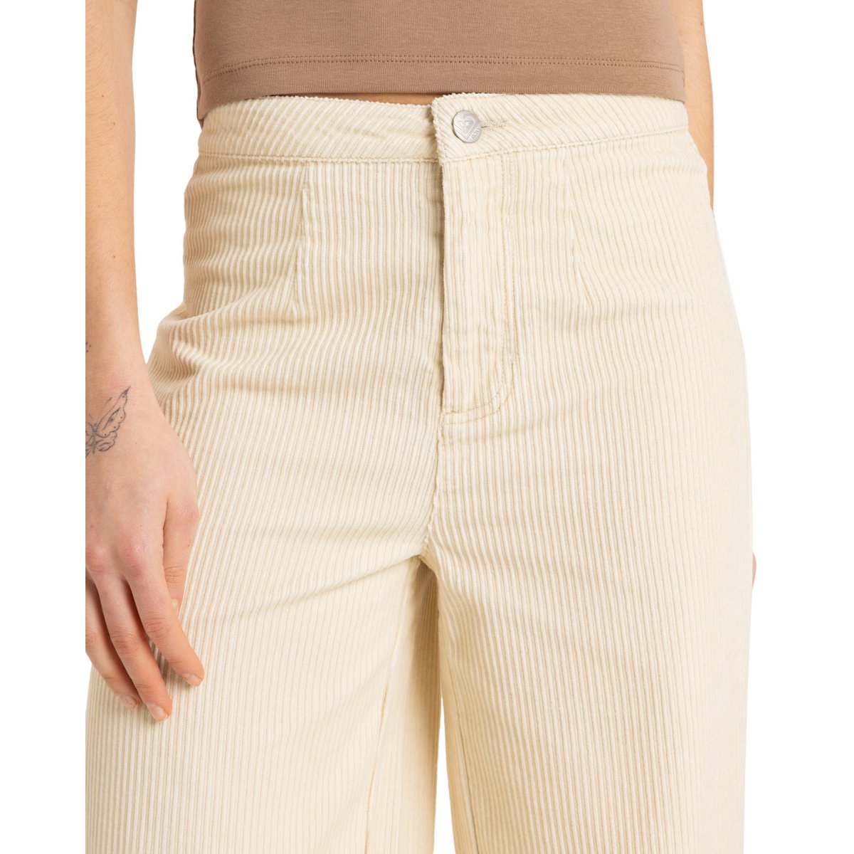 Pantalon en velours côtelé WINTER AROUND. beige parchment, ROXY