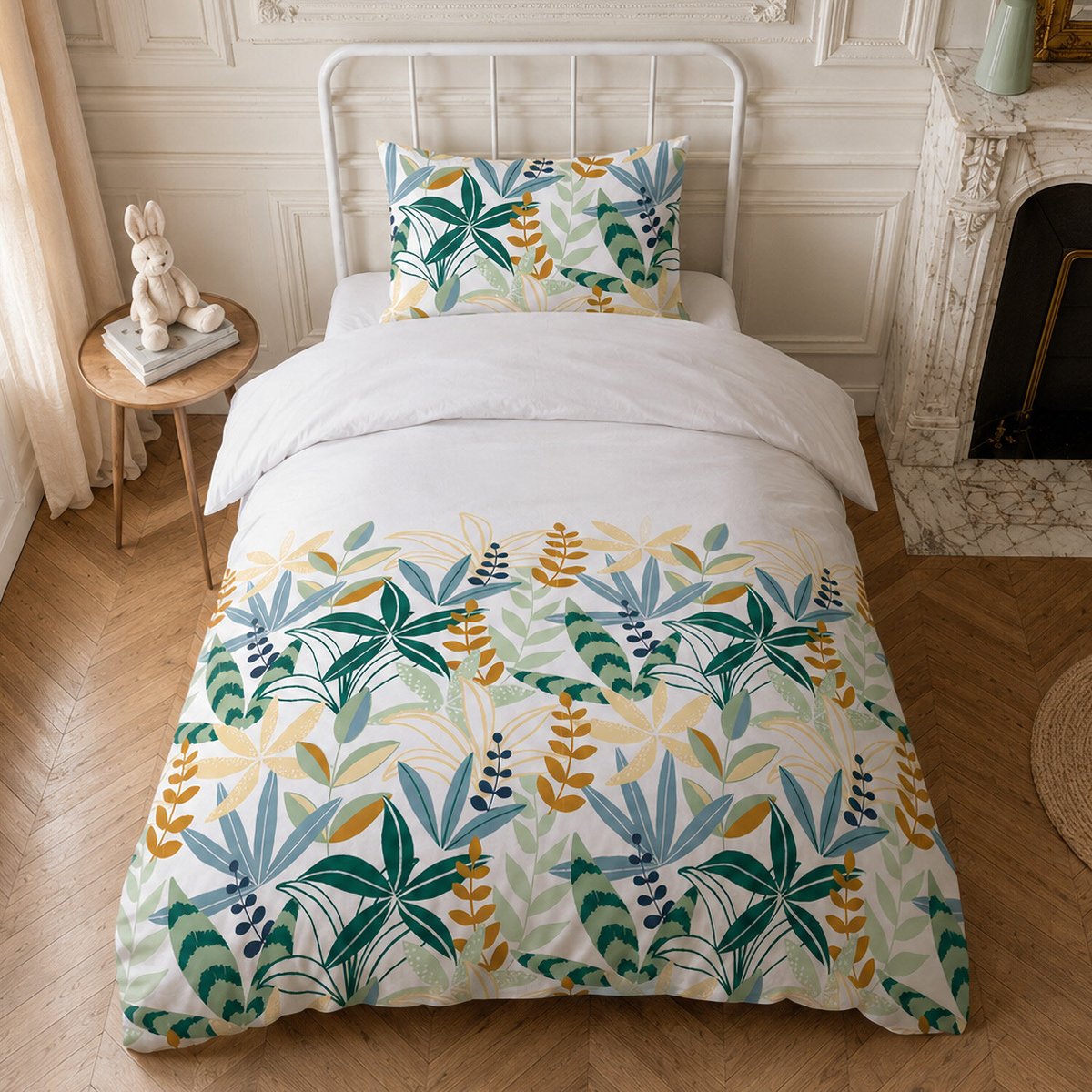 Parure housse de couette en coton feuillage, GOYAVE multicolore, C DESIGN HOME TEXTILE