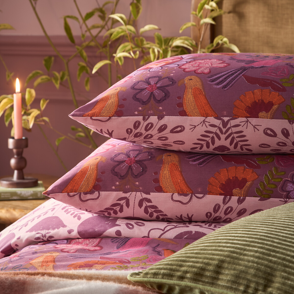 Broderie Duvet Cover and Pillowcase Set purple, FURN.